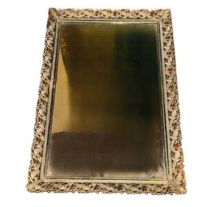 vintage gold mirror vanity tray